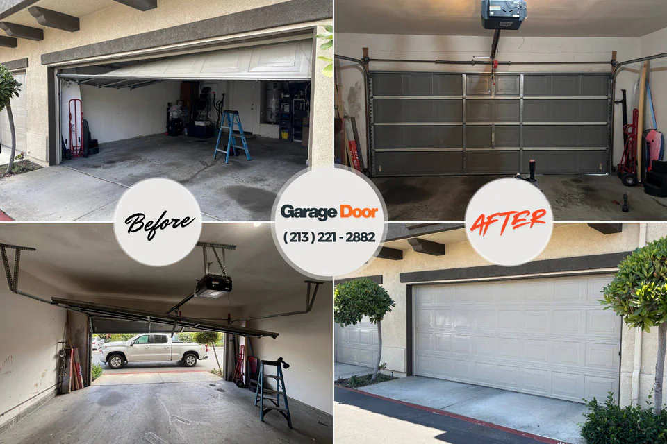 Before and after: garage door repair Mountlake Terrace, WA